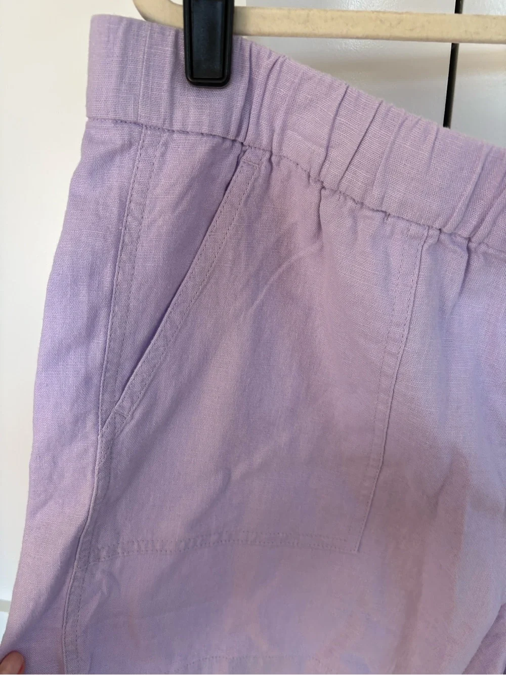 New J Crew Lilac Women’s Elastic-Waist Linen Shorts. Size LARGE